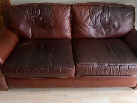 Dark Brown Leather 3-Seater Sofa