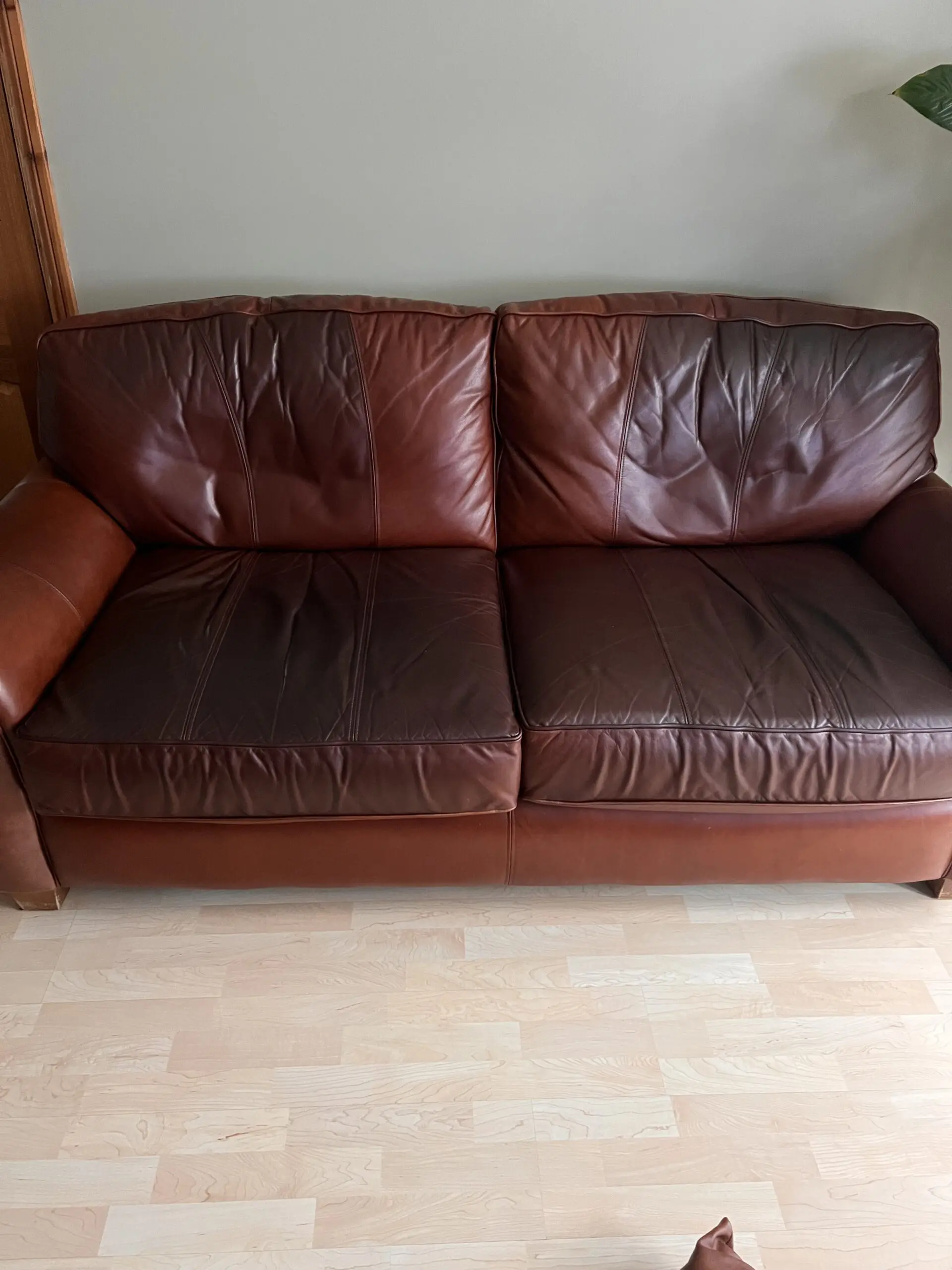 Dark Brown Leather 3-Seater Sofa