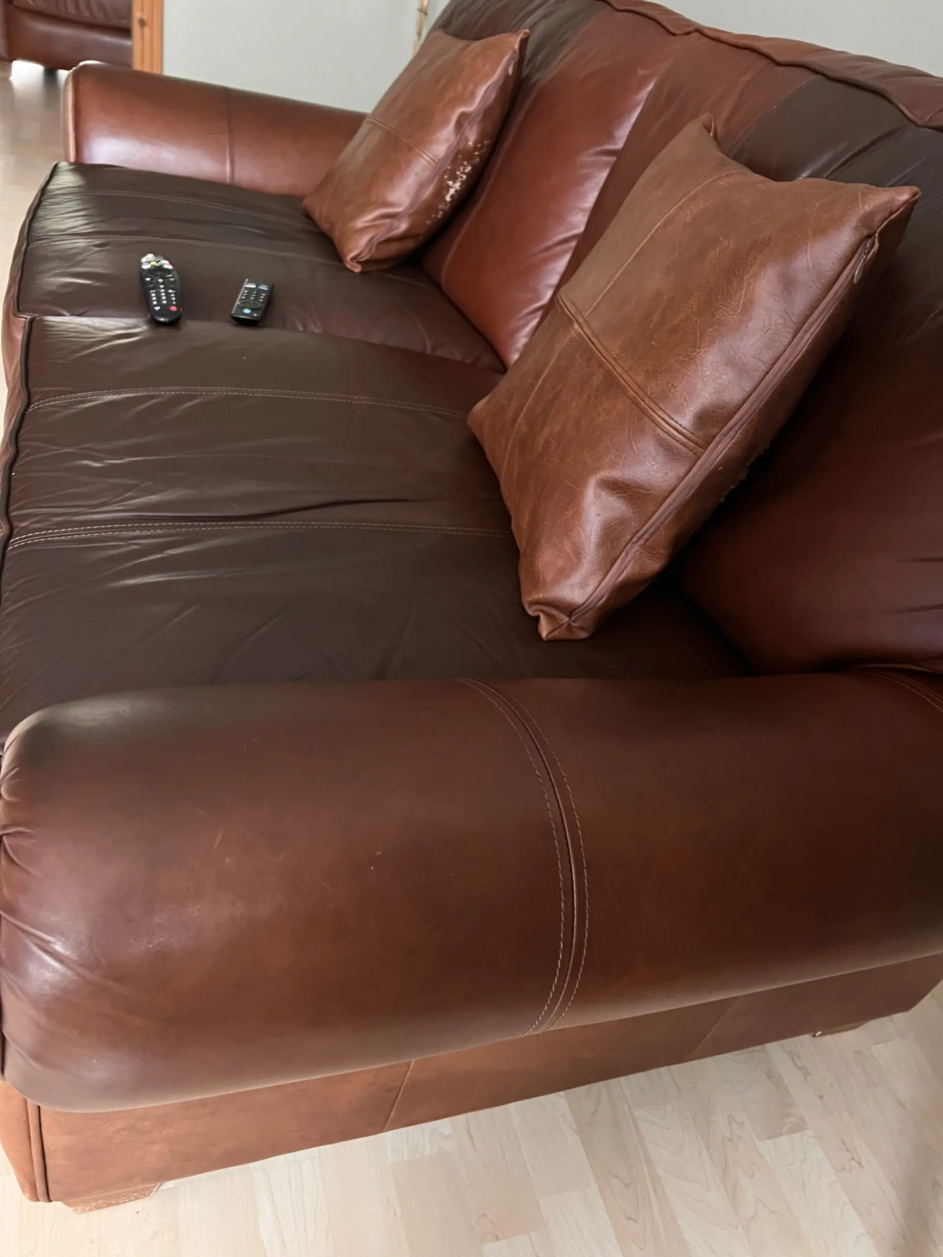 Dark Brown Leather 3-Seater Sofa
