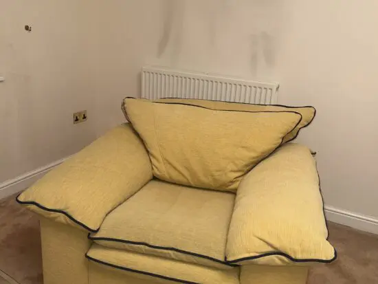 DFS Mustard Yellow & Blue Chair