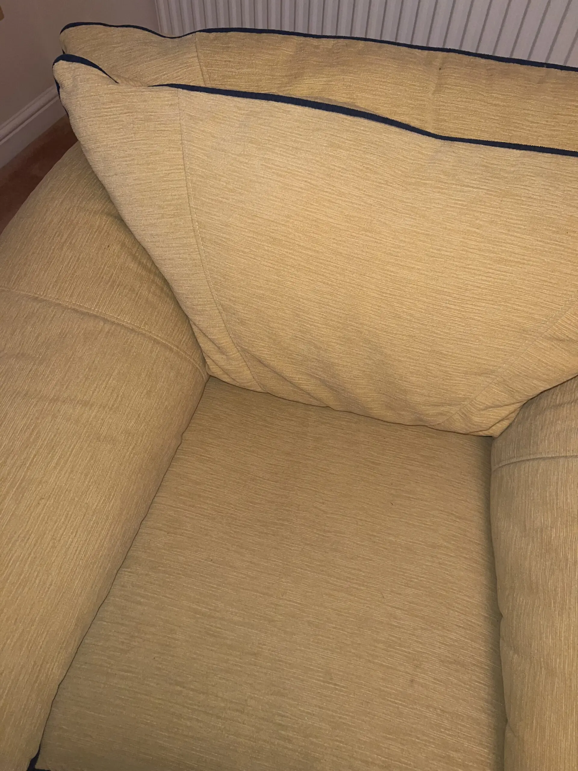 DFS Mustard Yellow & Blue Chair