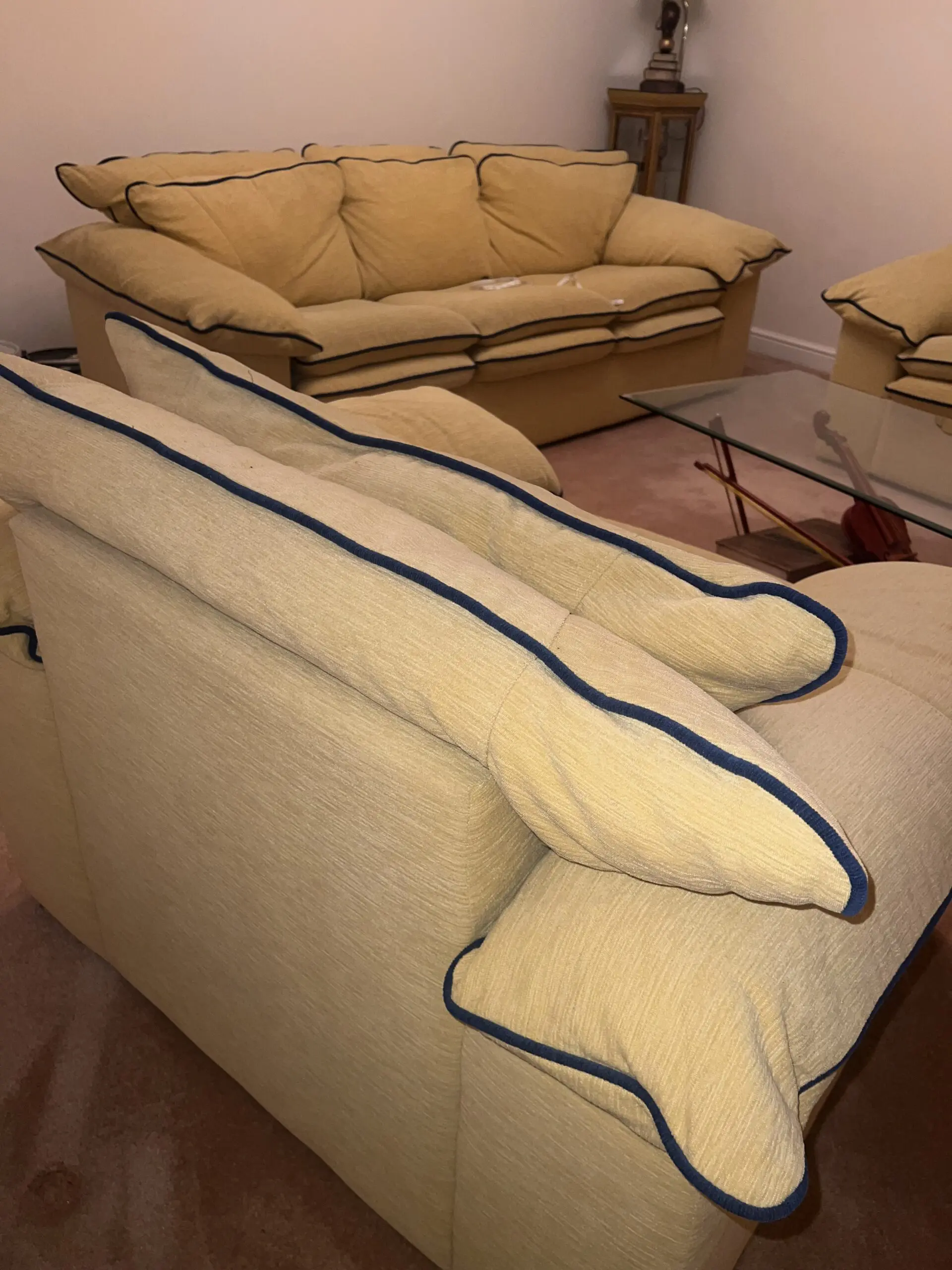 DFS Mustard Yellow & Blue Chair