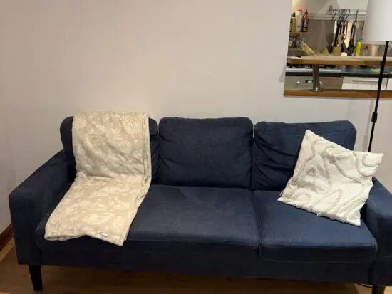Blue sofa three seater with Ottoman reversible