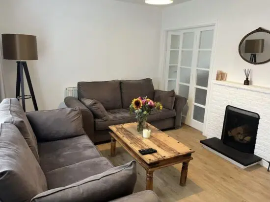 Faux suede Brown 3 seater and 2 seater sofas