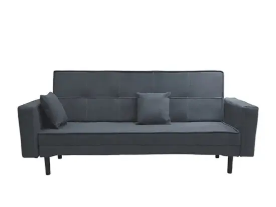 Modern Gray Tatami 3-Seater Sofa Bed: Fold the Backrest to Convert into a Sleeping Surface. Solid Wood Frame Ensures Sturdiness and Durability. High-Resilience Foam Provides Soft Yet Supportive Cushioning. Minimalist Design Complements Any Home Deco