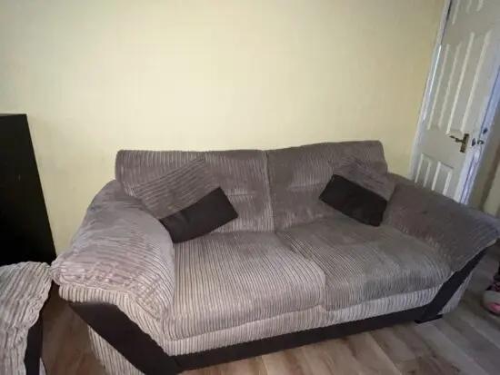 DFS beige/ brown sofa’s. 1 is a double pull out bed.