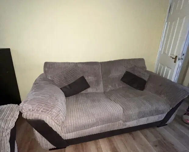 DFS beige/ brown sofa’s. 1 is a double pull out bed.