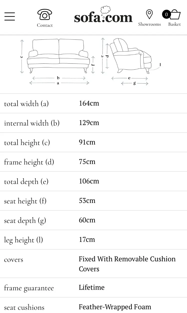 Sofa.com Bluebell 2.5 seat sofa in Rose House Viscose Linen