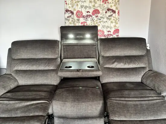 DFS Lawson 3 seater power recliner and table