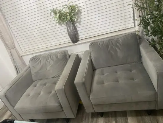 Dunelm Zoe grey velvet armchair