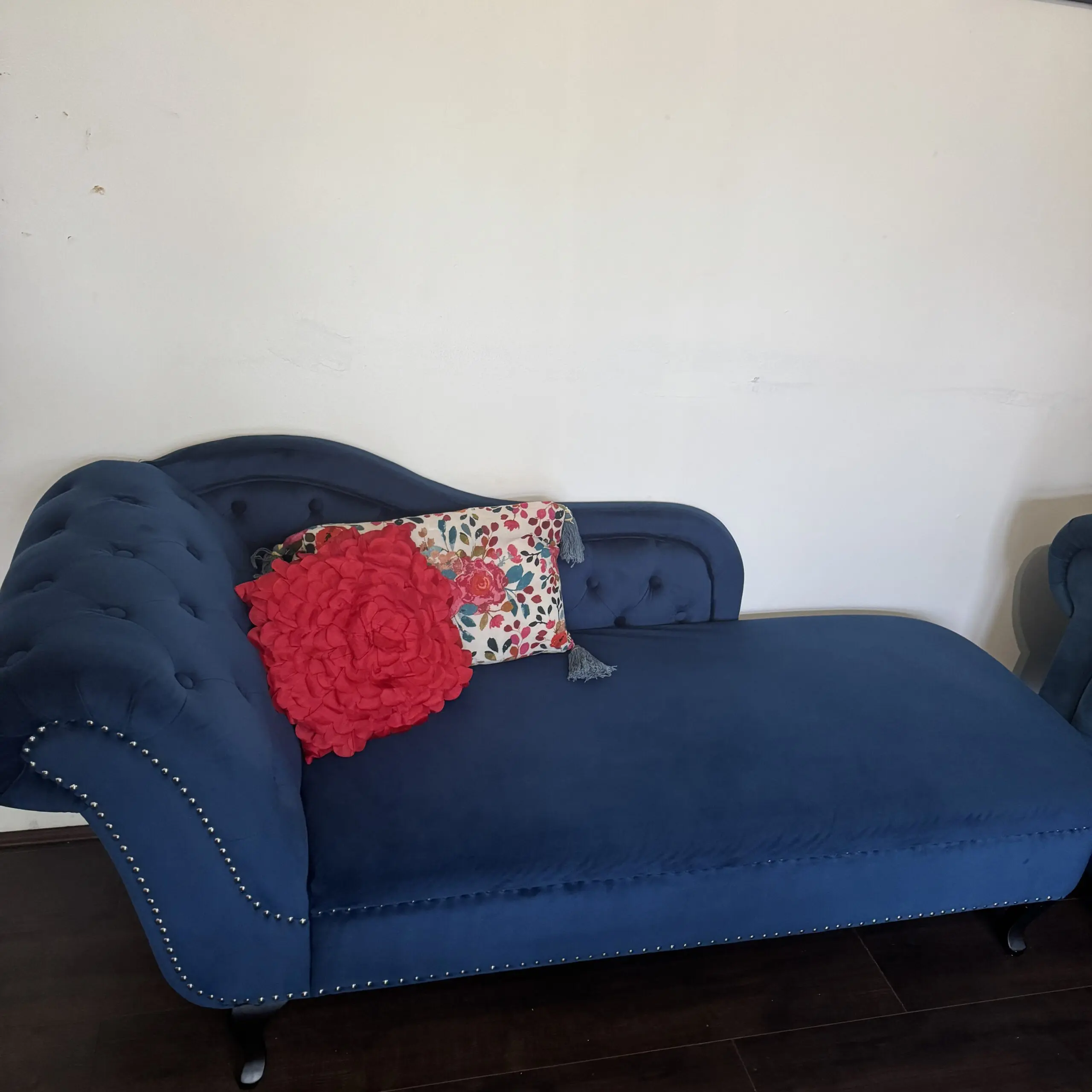 Blue habitat chesterfield sofa set + chaise lounge