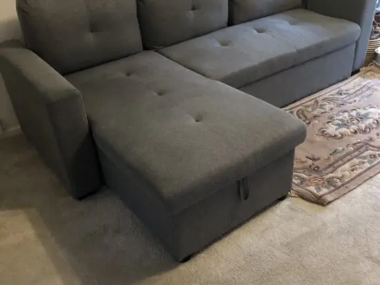 Newport 3 Seater Chaise Fabric Storage in Grey