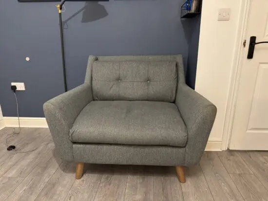 Grey Dunelm Halston cuddle chair/love seat