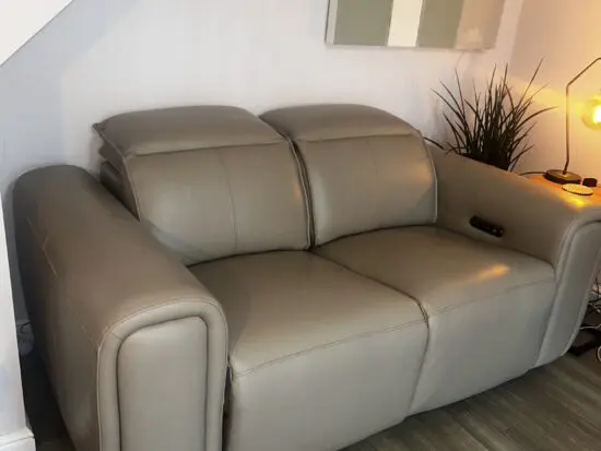 Premiere 2 and 2.5 Seater Power Recliner Sofa With Power Headrest Trusty Embossed Leather Stone