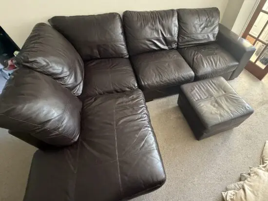 Leather 2 piece corner sofa, used