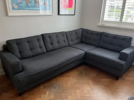 Heal’s Mistral Right Hand Facing Corner Sofa in Melton Wool Granite