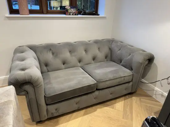 Grey double velvet sofa