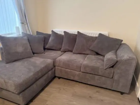 Jumbo Cord Corner Sofa in Grey right - Grey