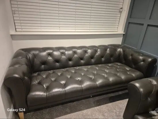 Chesterfield black Leather Sofa