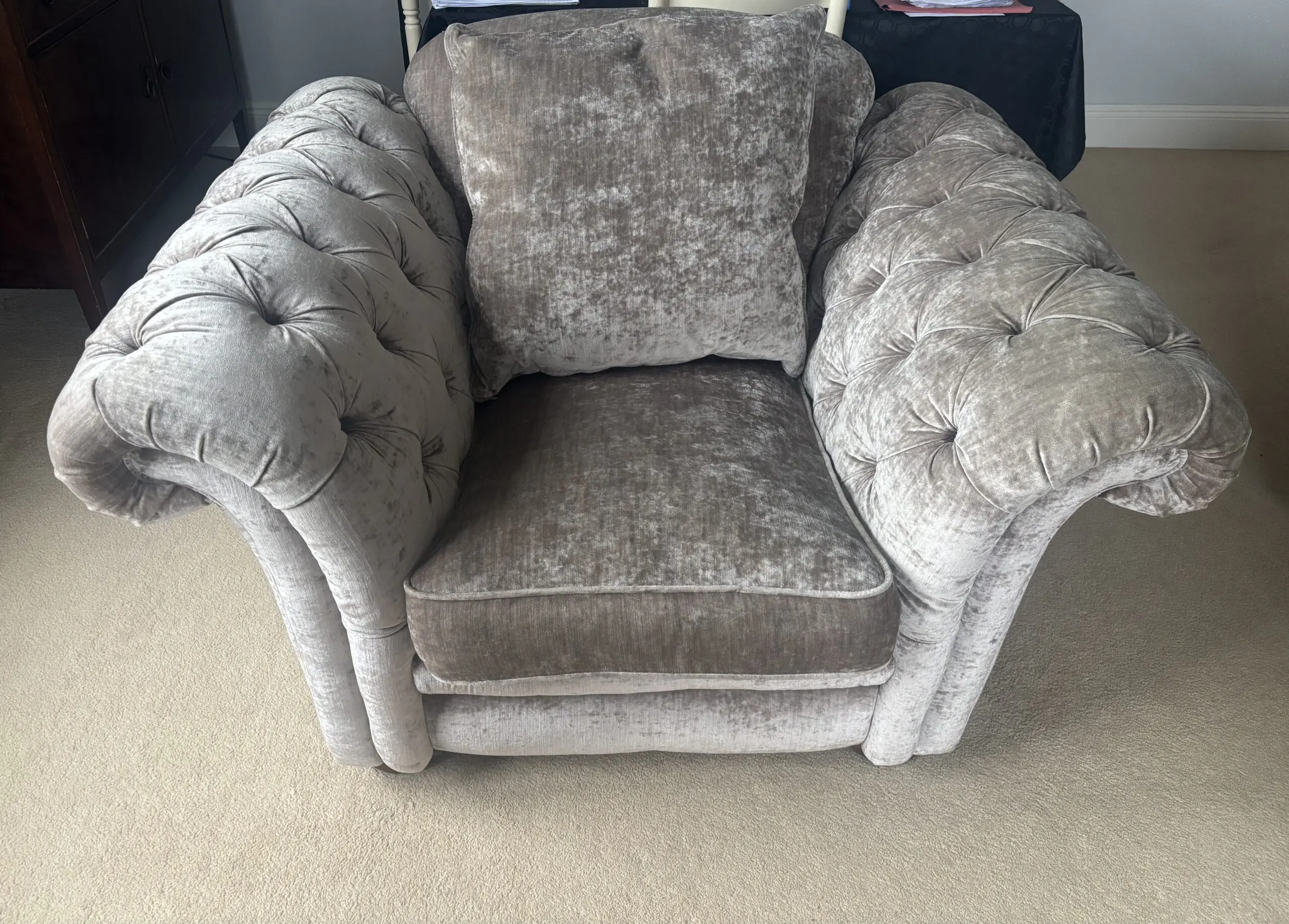 DFS mink antique-effect velvet grand sofa and chair The Loch Leven country living range