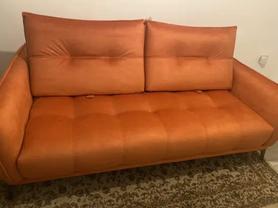 Dalia Orange 3 Seater Sofa with Adjustable Backrest - Brand New