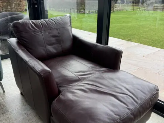 Burgundy leather chaise lounge