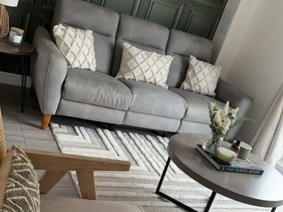 3 Seater Electric Recliner Sofa | Oxford Grey Fabric Oak Furnitureland