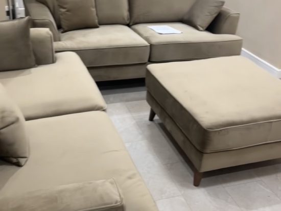 Berlin 3 seater sofa and footstool in Tiffany