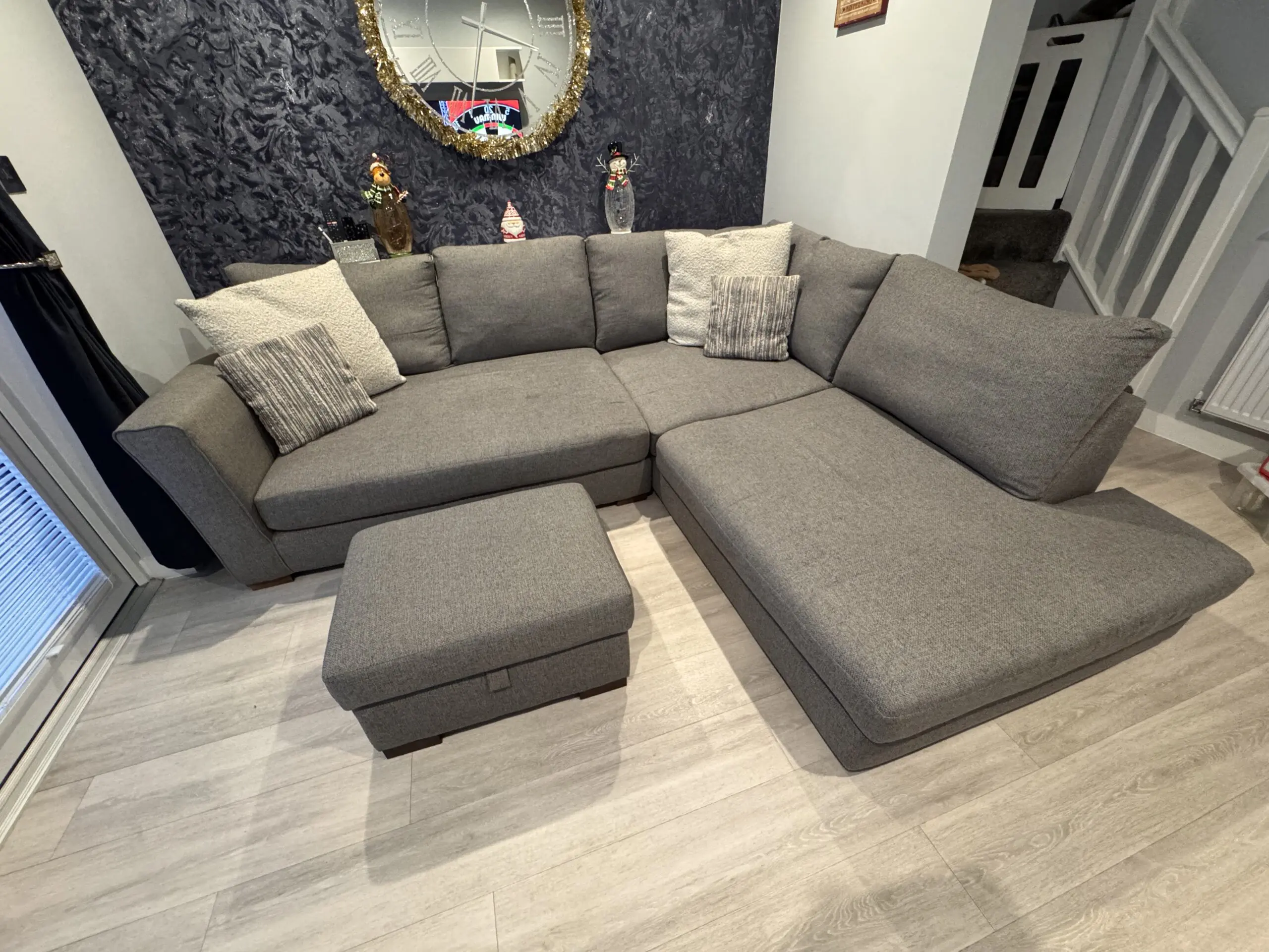 DFS Grey Fabric Corner Sofa