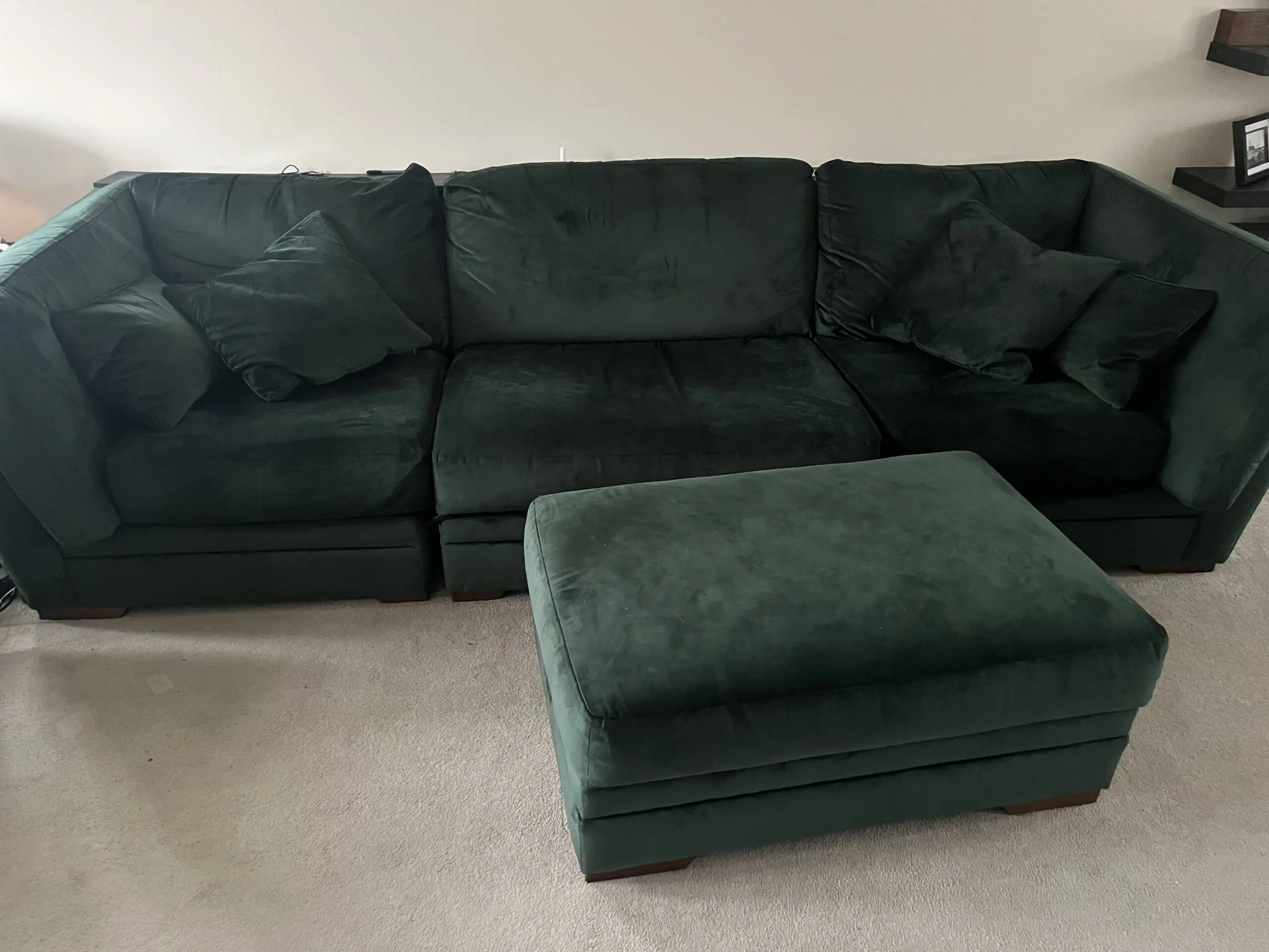 DFS Longbeach / long beach green modular sofa & footstool