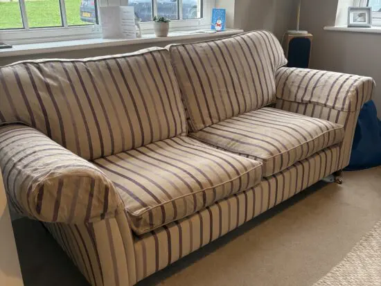 Laura Ashley - Mortimer - 3 seater sofa in beige with purple stripes