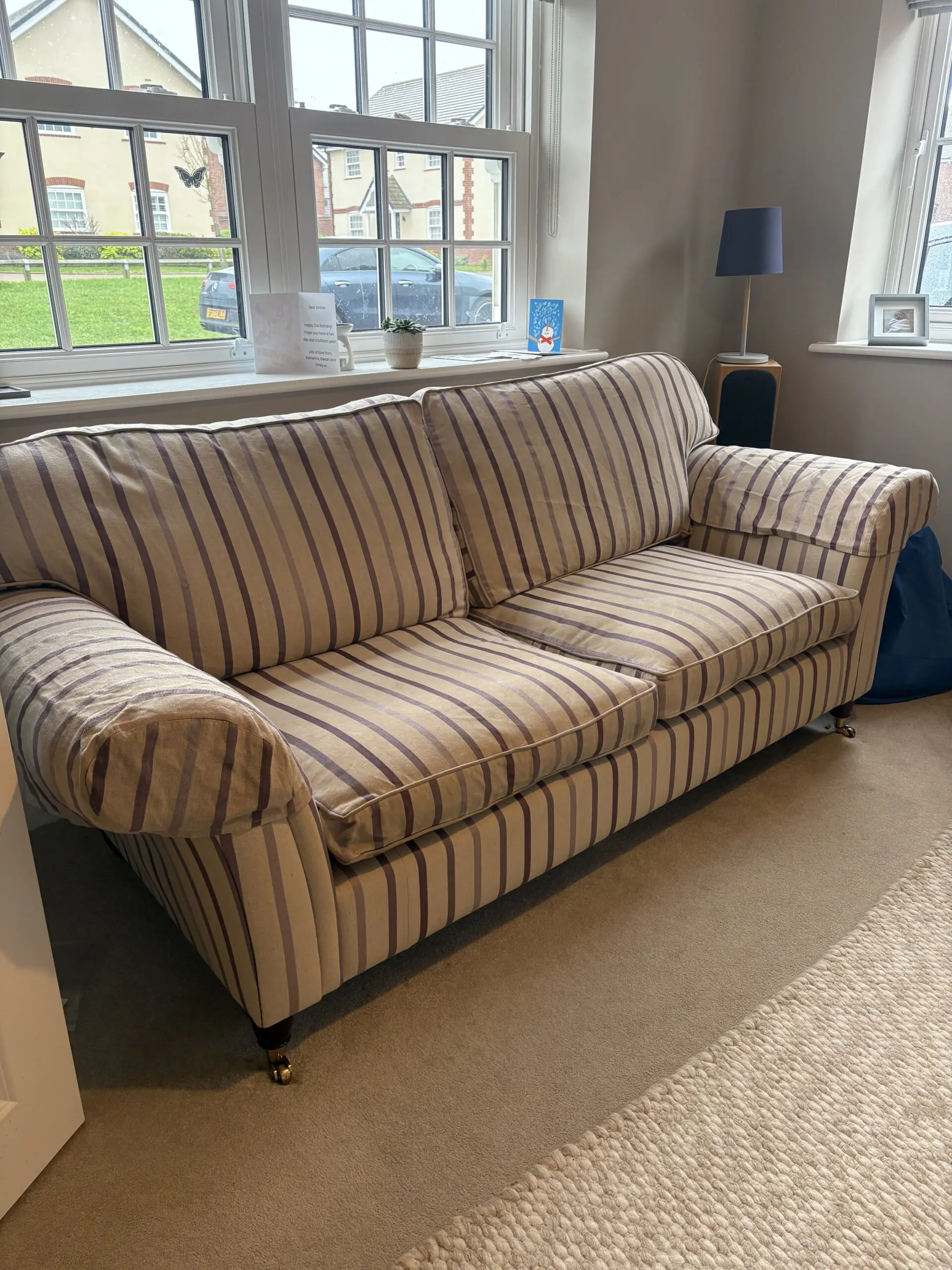 Laura Ashley - Mortimer - 3 seater sofa in beige with purple stripes