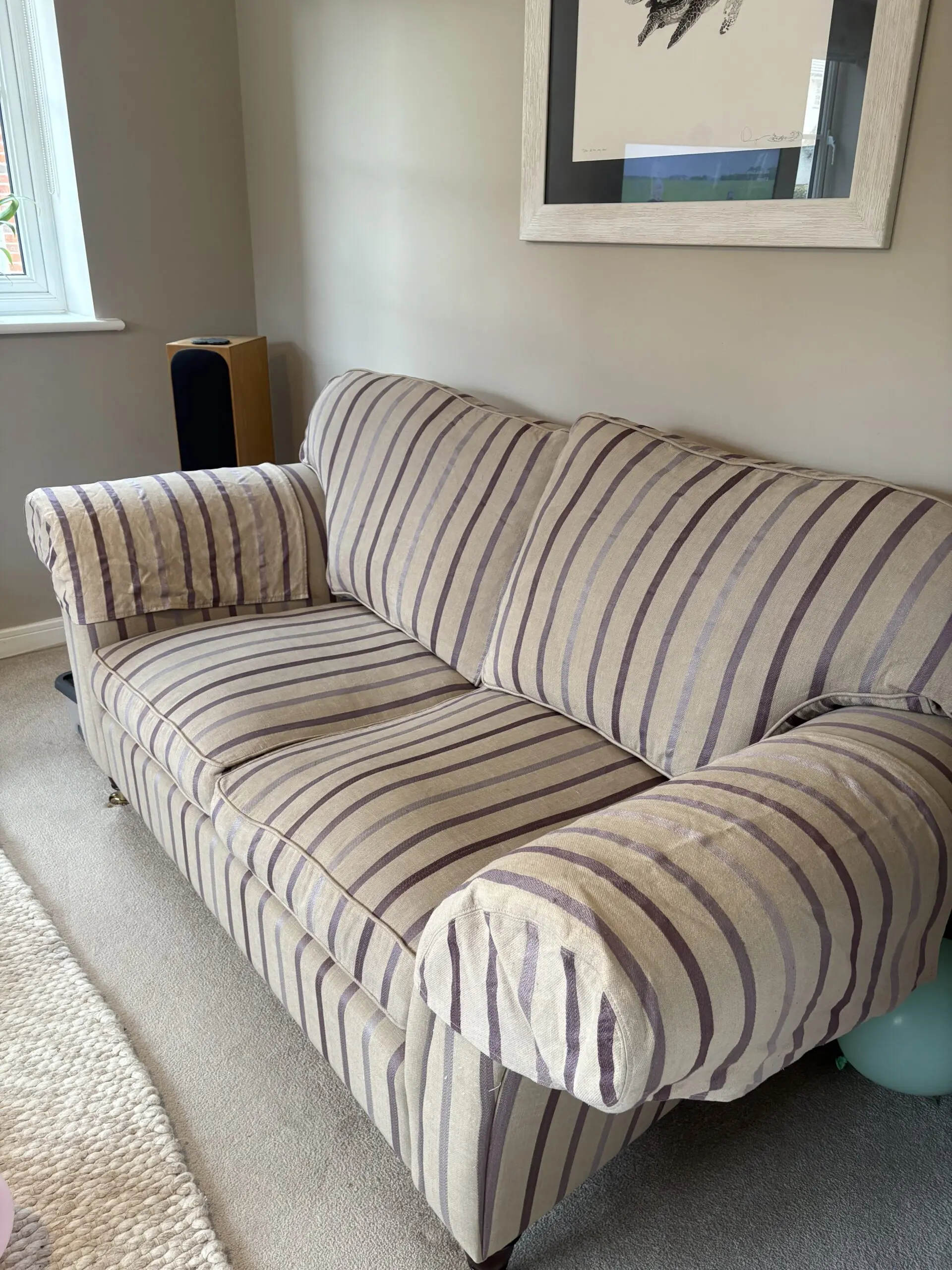 Laura Ashley - Mortimer - 2 seater sofa - beige with purple stripes