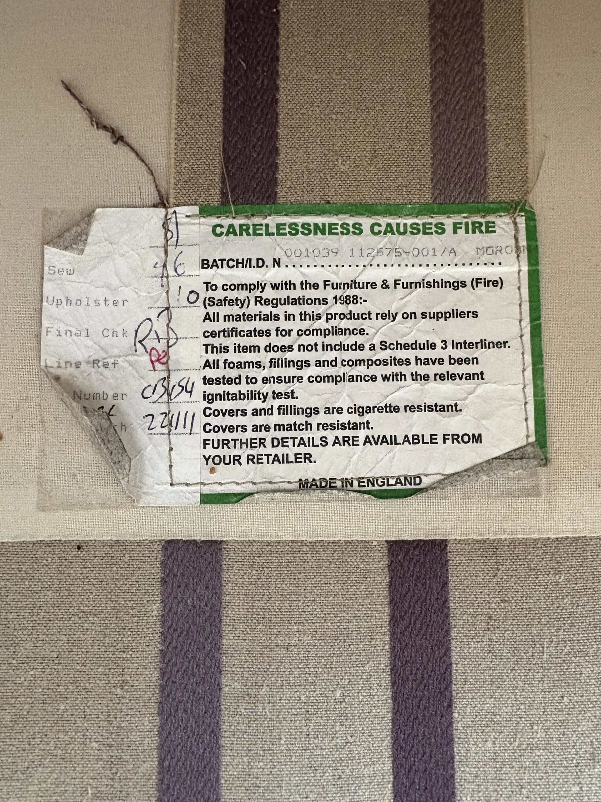 Laura Ashley - Mortimer - 2 seater sofa - beige with purple stripes