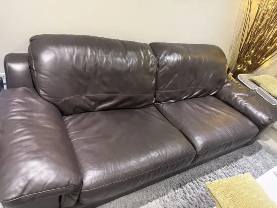 Chocolate brown leather sofa