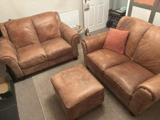 2 x 2 seater sofas and footstool (DFS)