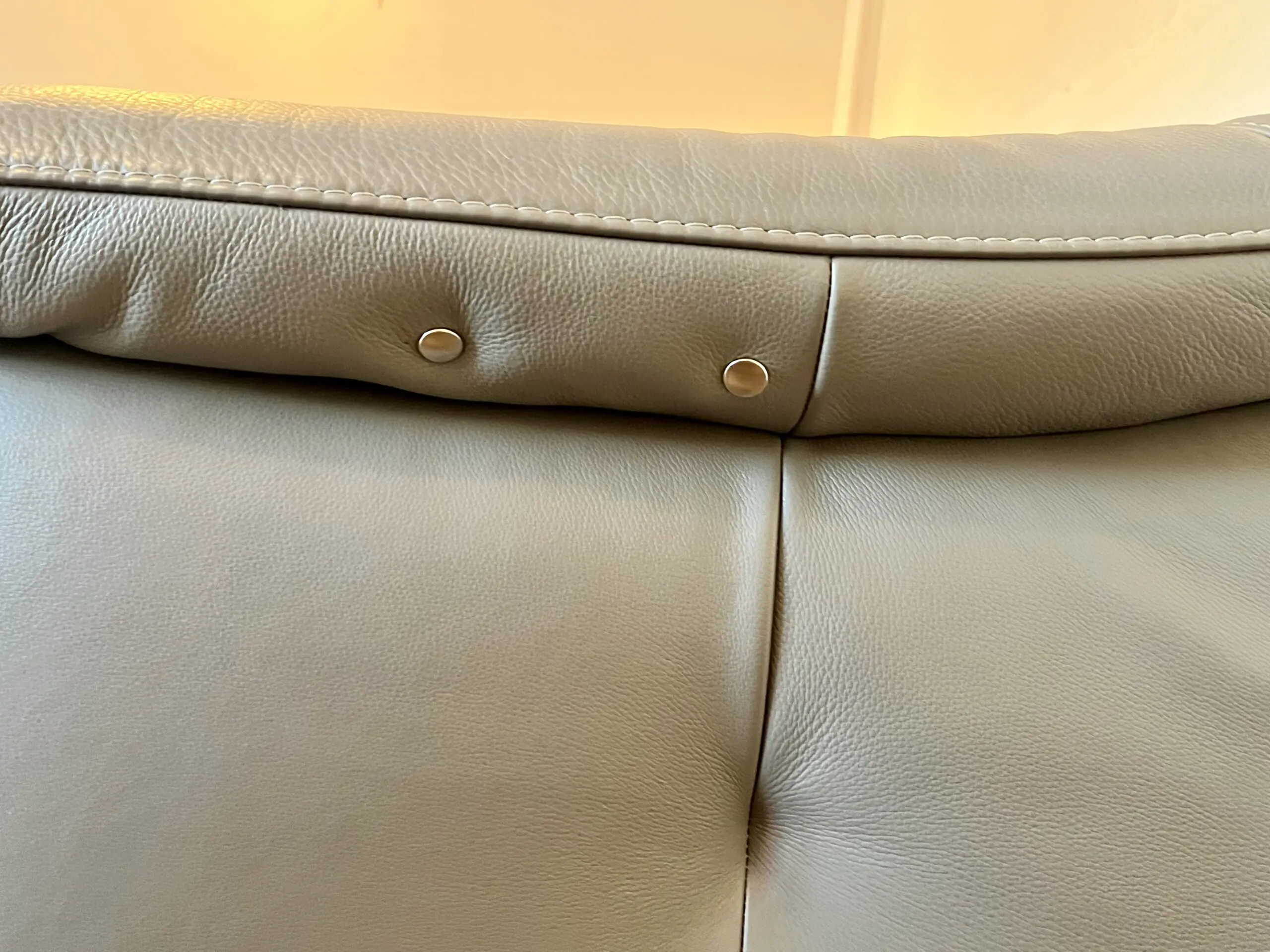 Natuzzi Genuine Leather Grey Electric Recliner Sofa