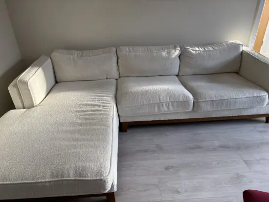 Corner Sofa from Daals Dipley Beige Boucle Fabric Sofa, Grande Chaise Sofa Left Hand Facing