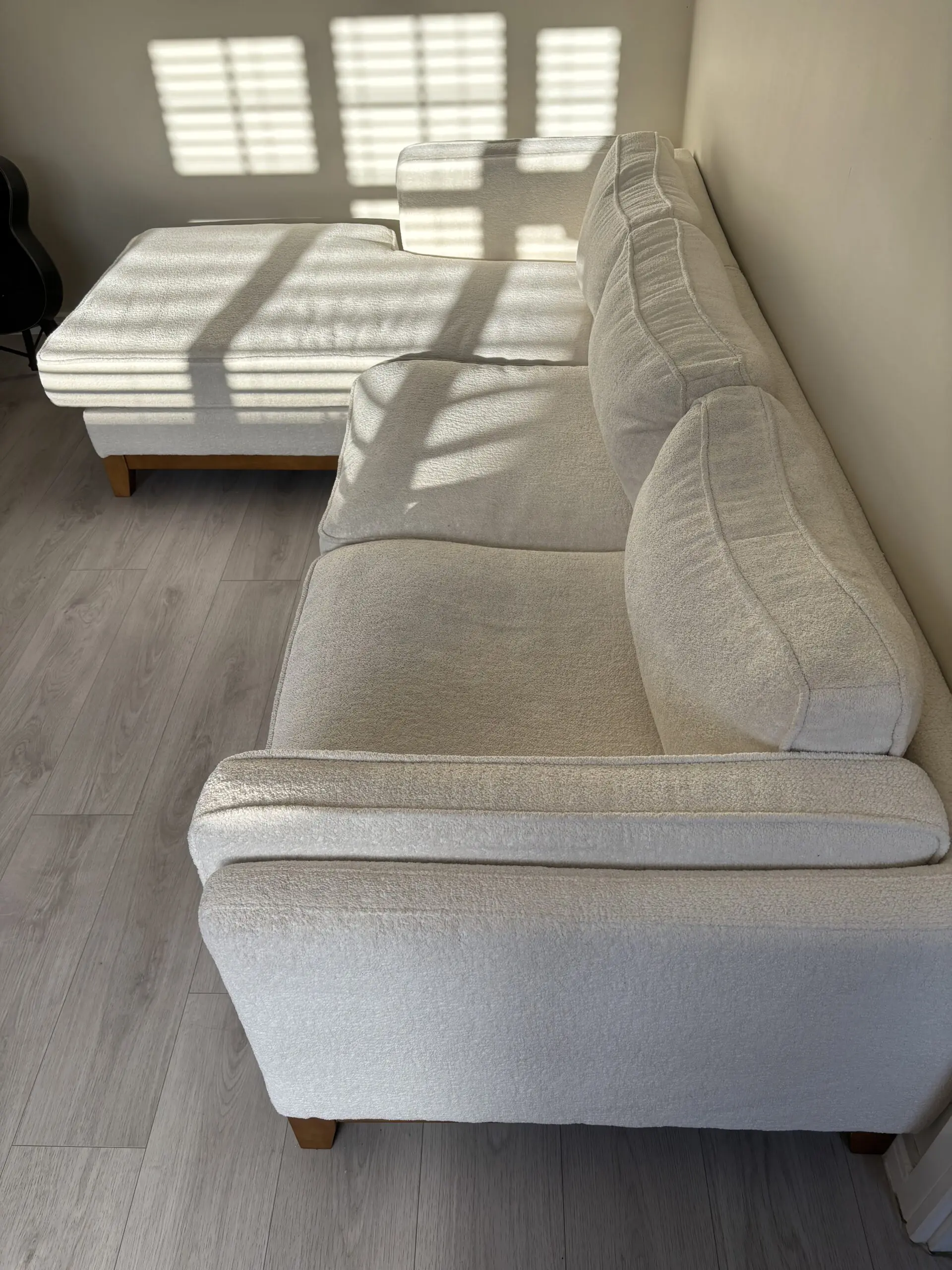 Corner Sofa from Daals Dipley Beige Boucle Fabric Sofa, Grande Chaise Sofa Left Hand Facing