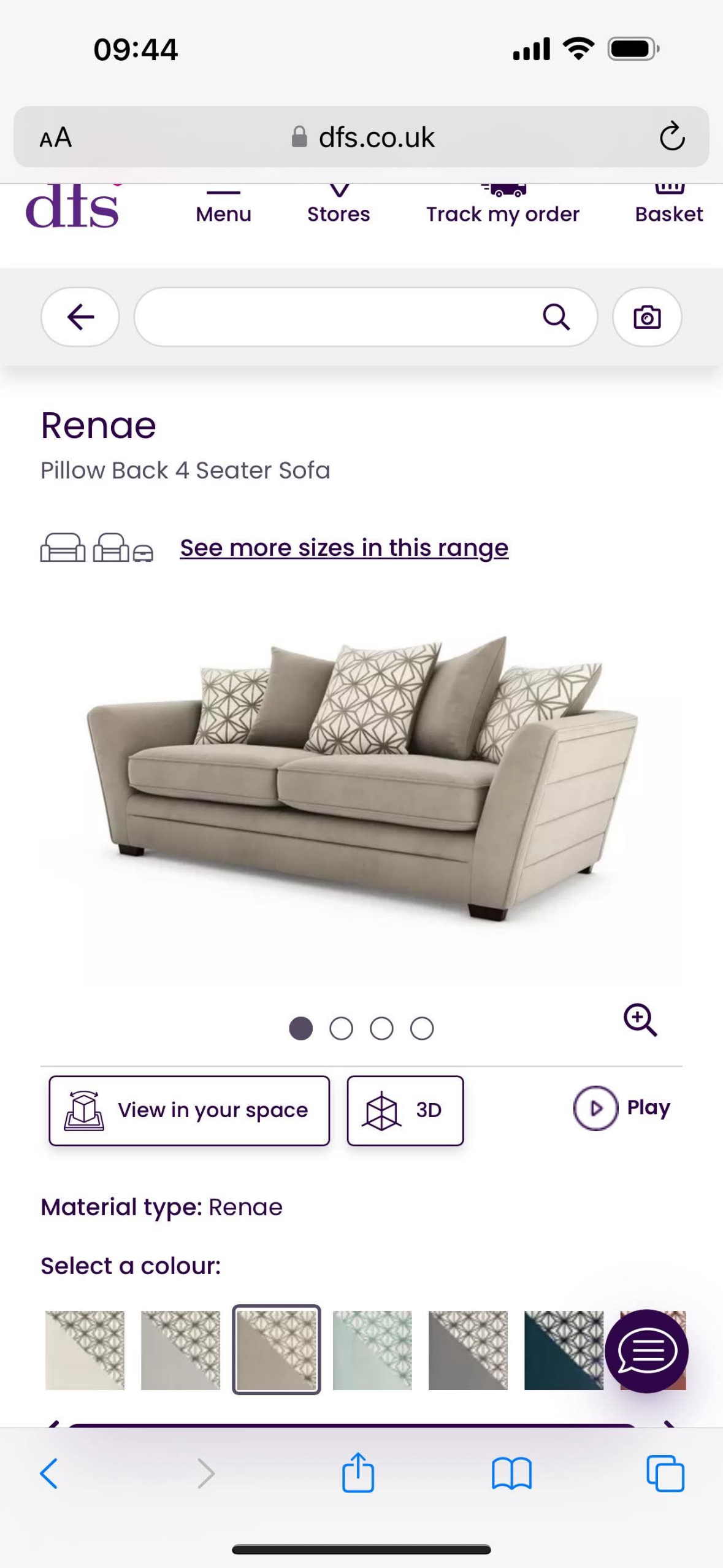 Renae pillow back sofas in mink/grey