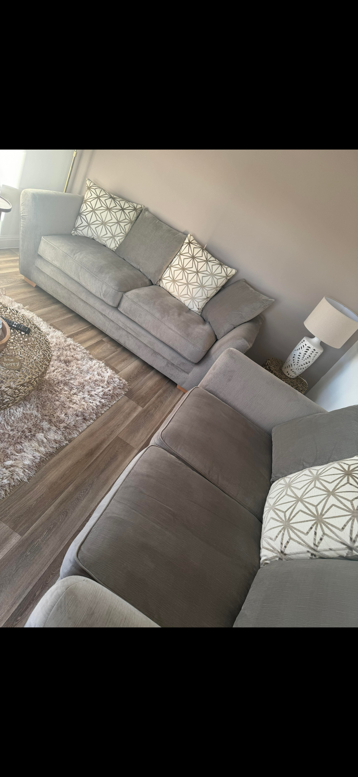 Renae pillow back sofas in mink/grey