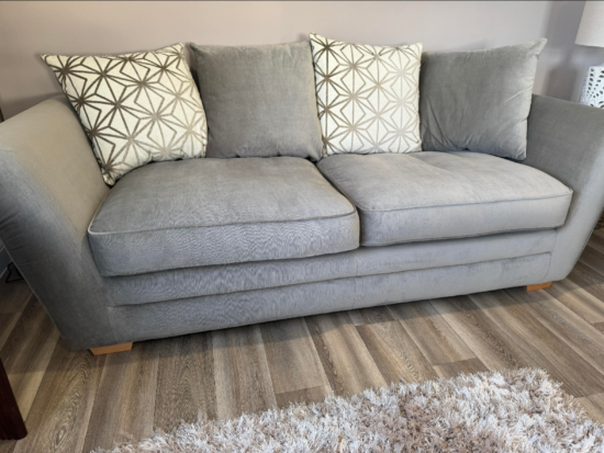 Renae pillow back sofas in mink/grey