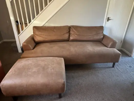 Model 05 Chaise- Swyft sofa - Chestnut Faux Leather Sofa