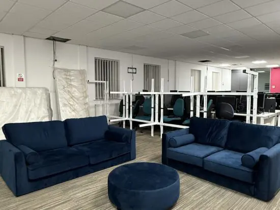 Kyle Sofa Collection 3 Seater, 2 Seater and Footstool - Navy. By HLF Group