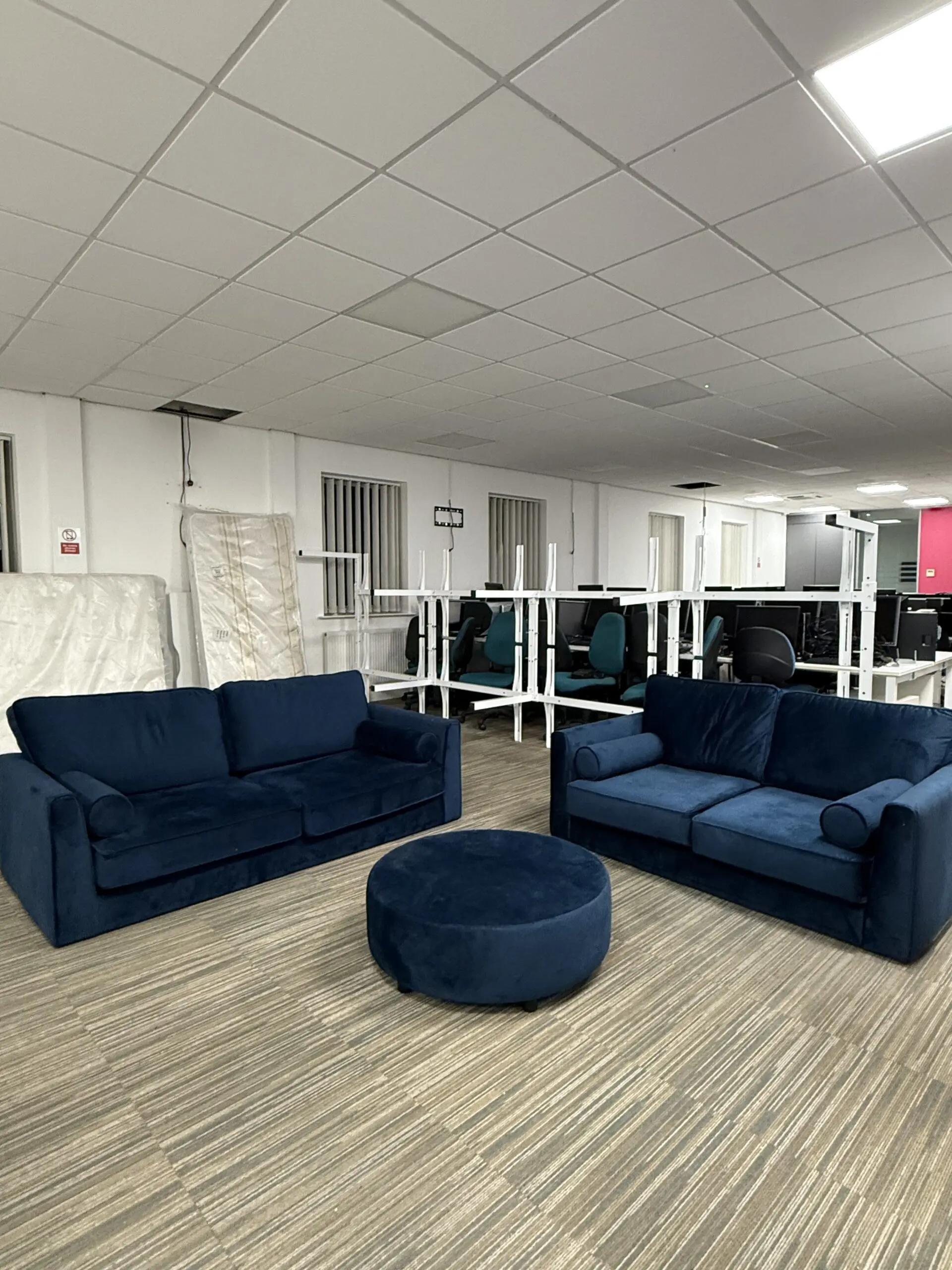 Kyle Sofa Collection 3 Seater, 2 Seater and Footstool - Navy. By HLF Group