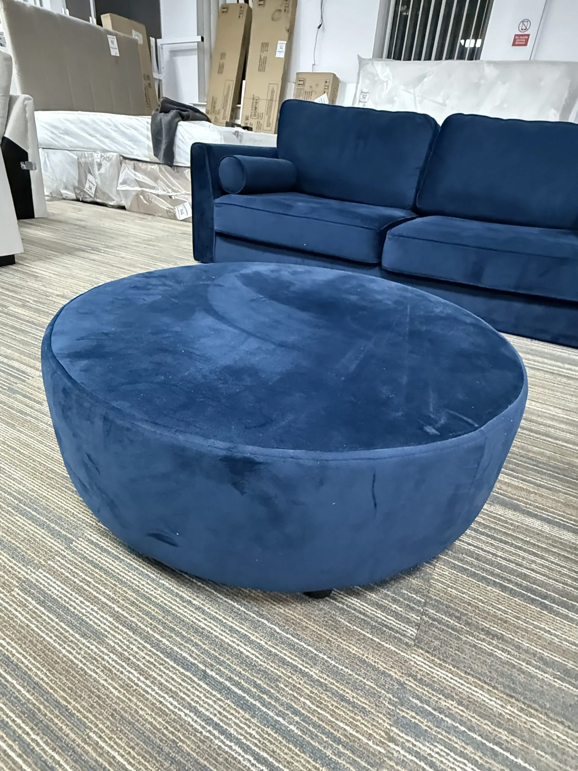Kyle Sofa Collection 3 Seater, 2 Seater and Footstool - Navy. By HLF Group