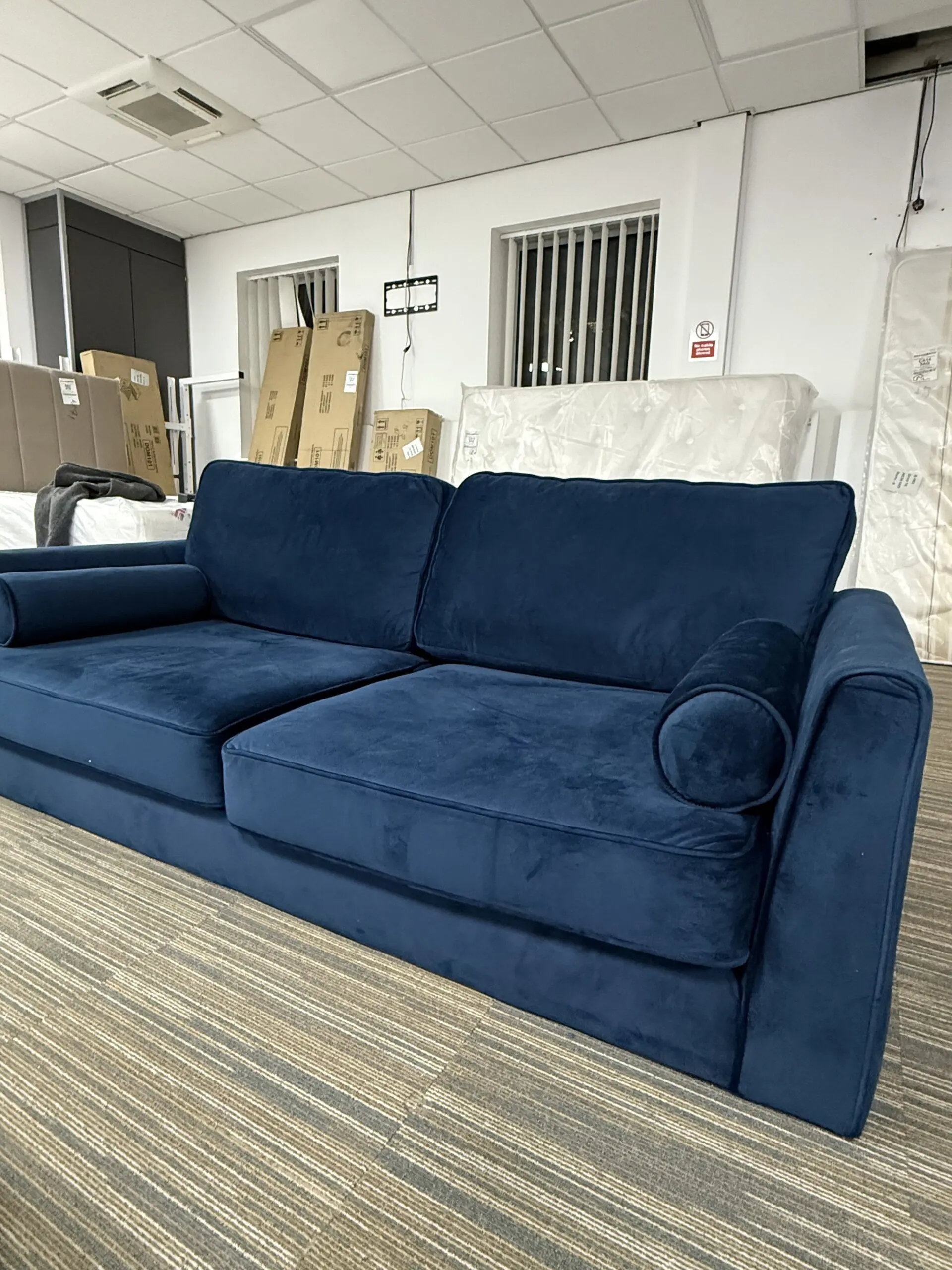 Kyle Sofa Collection 3 Seater, 2 Seater and Footstool - Navy. By HLF Group