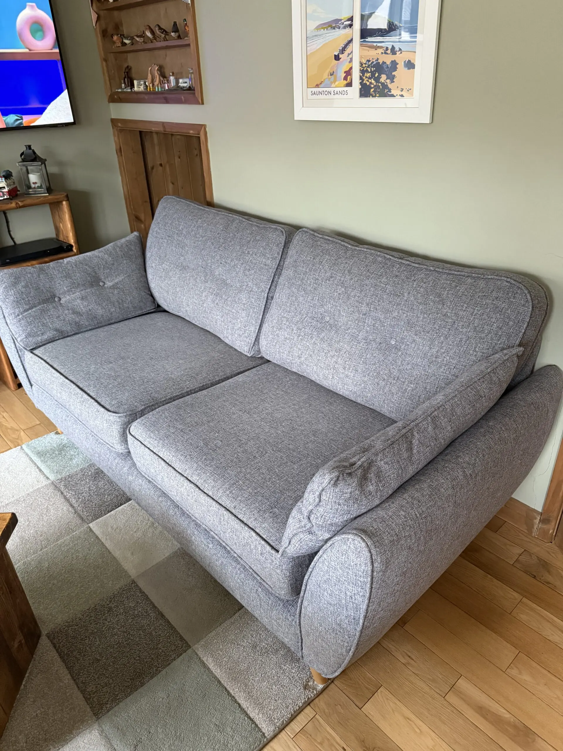 French Connection Zinc Grey 3 Seater and Cuddler with Power Footrest