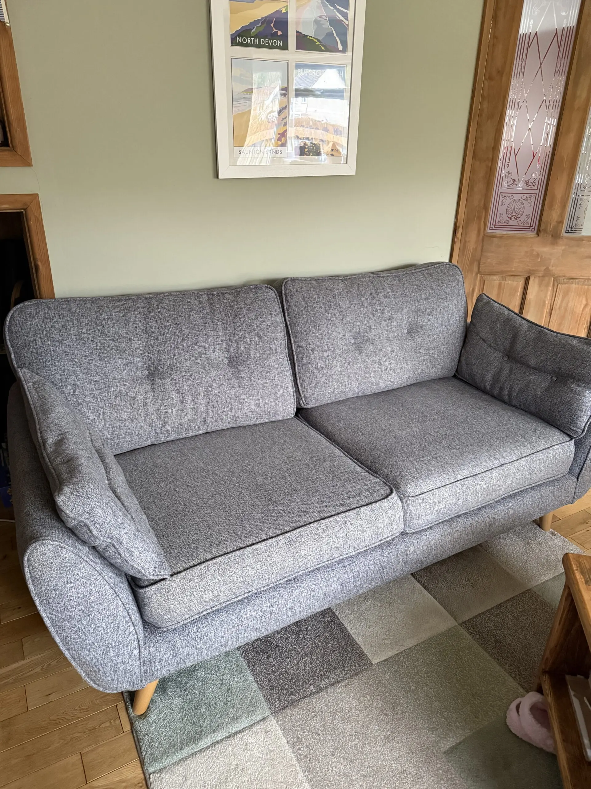 French Connection Zinc Grey 3 Seater and Cuddler with Power Footrest