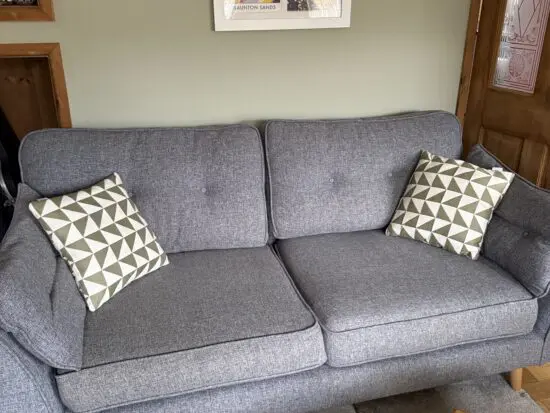 French Connection Zinc Grey 3 Seater and Cuddler with Power Footrest